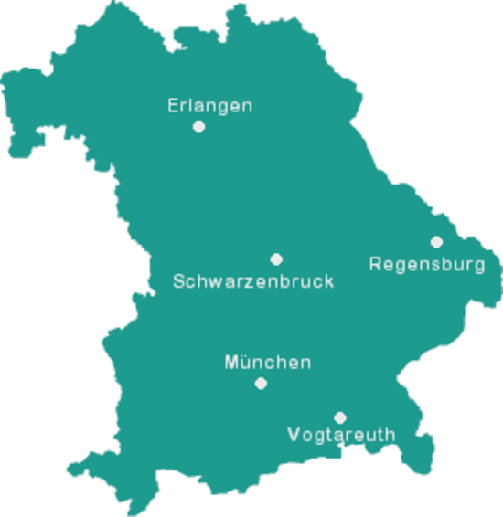 Zertifizierte Epilepsiezentren in Bayern (Karte: Michael Stiftung) Zertifizierte Epilepsiezentren in Bayern