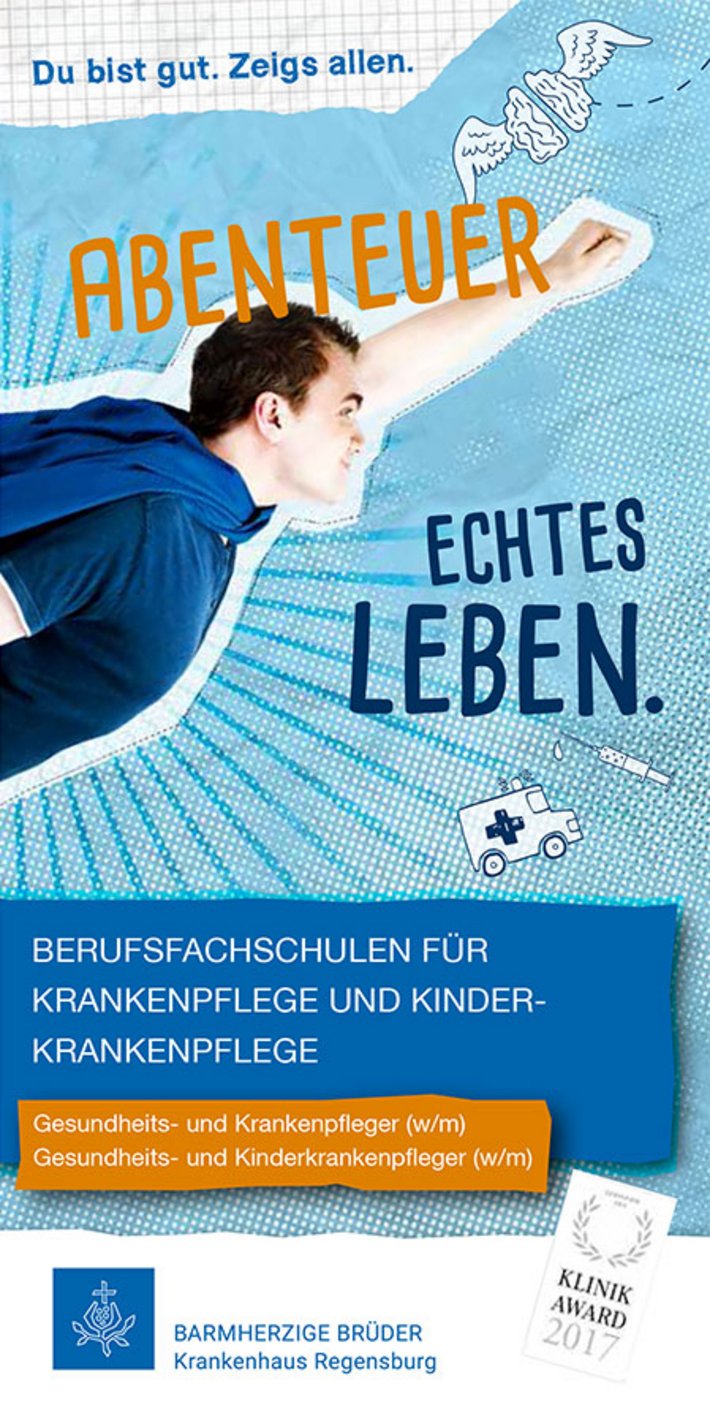 Flyer Berufsfachschulen für Krankenpflege und Kinderkrankenpflege (pdf: Krankenhaus Barmherzige Brüder Regensburg)